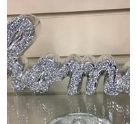 Biznest Silver Sparkle Ornament Bling Crushed Diamond Crystal Letter Craft Ceramic Ornaments For Home And Party Decoration (Home)