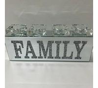 Biznest Silver Sparkle Ornament Bling Crushed Diamond Family Clear Glass Tea Light Candle Holder Stand For Home Garden Wall