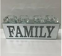 Biznest Silver Sparkle Ornament Bling Crushed Diamond Family Clear Glass Tea Light Candle Holder Stand For Home Garden Wall Dining Table Home Decor