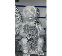 Biznest Silver Sparkle Ornament Bling Crushed Diamond Gift Monkey Chimpanzee figurine ornaments Crushed Diamond Display