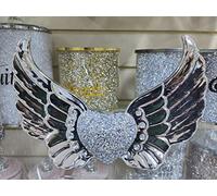 Biznest Silver Sparkle Ornament Crushed Diamond Heart with Angel Wings Crushed Diamond