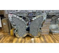 Biznest SILVER SPARKLY BLING CRUSHED DIAMOND BUTTERFLY CRYSTAL 60X40CM SHINY WALL HANGING