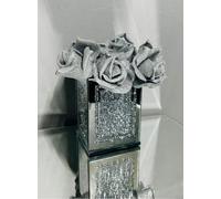 Biznest Silver Square Crushed Jewel Crystal Flower Pot Home Decoration Breeding Bling Crystal Flower Pots