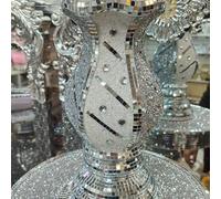 Biznest Silver Vase For Flowers Handmade Sparkled Glass Crushed Diamond Display Gift Present Style Glitter Vase Decorative (30Cm)