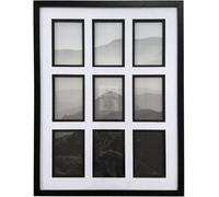 Biznest Sleek 9 Multi-Aperture Black Wall Mount Inlay Collage Photo Frame 6 X 4'' Picture Rectangle Plastic Home Decor 63X48Cm
