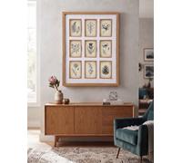 Biznest Sleek 9 Multi-Aperture Oak Wall Mounted Inlay Collage Photo Frame 6 X 4'' Picture Rectangle Glass Panel Home Decor 63X48Cm