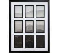 Biznest Sleek 9 Multi-Aperture Wall Mounted Inlay Collage Photo Frame 6 X 4'' Family Picture Rectangle Home Decor Gallery Display 63x48x2.7Cm (BLACK)