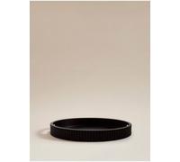 Biznest Sleek Black Ribbed Border Mdf Round Decorative Tray 4 Cm Deep Candle Holder Circular Design Display Unit Home Decor 34 Cm