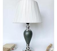 Biznest Sleek Dark Gray Ceramic & Chrome Metal Base And Soft White Fabric Shade For A Modern Table Lamp 50 Cm (Torpedo Shape T062)