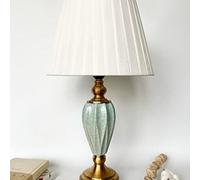 Biznest Sleek Light Teal & Copper Ceramic Metal Base And Soft White Fabric Shade For A Modern Table Lamp 50 Cm (Faceted Vase T060)