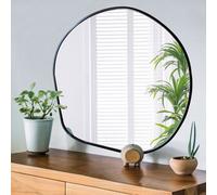 Biznest Sleek Organic Shape Wall Mount Mirror Large Aluminium Frame Hallway Furniture Black Finish Border Irregular Pattern 60 Cm