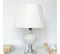 Biznest Sleek White Ceramic & Chrome Metal Base And Soft White Fabric Shade Table Lamp Space Stand Out (Spiral Globe T056)