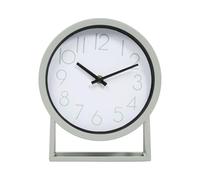 Biznest Soft Sage Green Finish Mantel Clock Analogue Display Classic Built-In Stand Design Black Hands Battery Operated For Living Room & Bedroom Arabic Numerals Display Round Decor 23.5 X 20 X 5.5 Cm