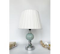 Biznest Soft Turquoise Ceramic & Metal Base and Soft White Fabric Shade for a Modern Table lamp 2 Designs to Make Your Space Stunning 50 Cm (Spiral Globe T058)