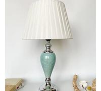 Biznest Soft Turquoise Ceramic & Metal Base And Soft White Fabric Shade For A Modern Table Lamp 50 Cm (Torpedo Style T064)