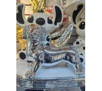 Biznest Spanish Decorative Chihuahua And Sausage Dog Shelf Display Ornament Silver Crushed Diamante Eye Catching Effect Freestanding Perfect For Dog Lover's (Sausage Dog)