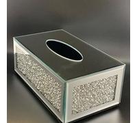 Biznest Sparkle Crystal Crushed Glam Tissue Box Holder Mirrored Diamond Diamante (Silver)
