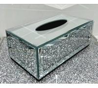 Biznest Sparkle Crystal Crushed Glam TISSUE BOX Holder Mirrored Diamond Diamante (Silver)