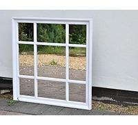 Biznest Sqaure Shape Window Style Wall Mirror Simply Stylish Decor Mirror White Wall Window Mirror 61X61Cm (White)