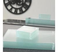Biznest Square Clear Glass 10Cm Coasters 20X30Cm Placemats Dining Table Mats Kitchen Heavy Duty (6X Coasters & 6X Placemats)