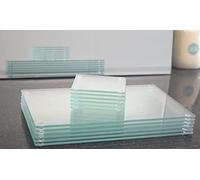 Biznest Square Clear Glass 10Cm Coasters Rectangle 20X30Cm Placemats Dining Table Mats Kitchen Heat Resistant Luxurious Lifestyle Heavy Duty (6X Placemats)