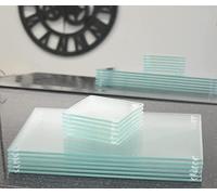 Biznest Square Clear Glass 10Cm Coasters Rectangle 20X30Cm Placemats Dining Table Mats Kitchen Heat Resistant Luxurious Lifestyle Heavy Duty (6X Coasters & 6X Placemats)