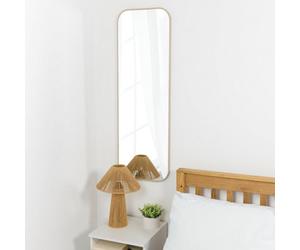 Biznest Squoval Wall Hanging Mirror Rectangular Greige Framed Modern Flaunt Round Edge Functional Home Deco Easy Mount 120X40X35Cm