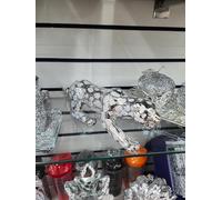 Biznest Stunning Ceramic Tiger Italian Style Silver Chrome Finish Leopard Figurine Home Decor Cheetah Pretty Looks Crushed Jewel Jaguar Ornament (Small)