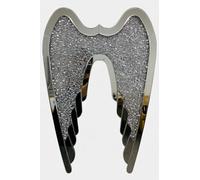 Biznest Stunning XL Sparkly Bling Crushed Jewel Loose Diamond Angel Wings Crystal Silver Shiny Wall Hanging Ornament Home Decor Gift Idea Mirrored Effect Edge Sculpture 60 X 40 Cm