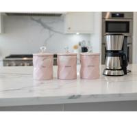Biznest Tea Sugar Coffee Canister Jar Storage Set Of 3 With Sparkling Crystal Diamante Lid (PINK)