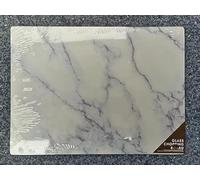 Biznest Tempered Glass Chopping Board Grey Marble Effect White Large Dishwasher Safe Worktop Saver Scratch Resistant Round Corner Kitchen Display Home Décor Gift Idea Cutting Mat 40 X 30 Cm