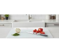 Biznest Tempered Glass White Hob Cover Plate 5 Mm Thick Rectangle Worktop Saver Non Slip Feet Dishwasher Safe Cutting Board Anti Slip Elastic Round Corner Sleek Decor 52 X 80 Cm (Hob Cover + 4 X Feet)