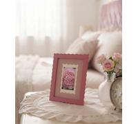 Biznest The Scalloped Pink Wall - Mounted 6 X 4 '' Photo Frame Mdf Wavy Border Home Décor Table Picture Display Gift 23.8X18.8Cm