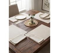 Biznest The Set Of 4 Rectangle Pvc Faux Leather Natural Placemats For Everyday & Formal Occasions Dining Protect Table 29X21X2.5Cm