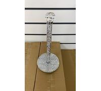 Biznest Tissue Roll Holder Crushed Diamond Crystal Clear Silver Crystal Glass Tall Pillar Home Decor 35Cm