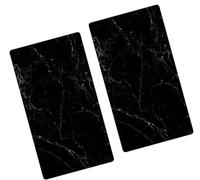 Biznest Universal Hob Cover Plate Tempered Glass Worktop Saver Dishwasher Safe 5mm All Types of Cookers (Black Marble, 2X 52x30x0.4cm)