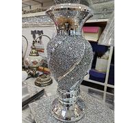 Biznest Vase Statue Sparkle Bling Crushed Diamond Gift Ornament Crushed mirrored flowering pot with Spiral designs Crushed Diamond Display 40cm