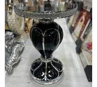 Biznest Venetian Mirrored Table Modern Flower Stand Bed Side Lamp Romany Mosaic (Black 63Cm / 01)