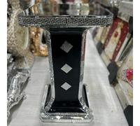 Biznest Venetian Mirrored Table Modern Flower Stand Bed Side Lamp Romany Mosaic (Black 63Cm / 03)
