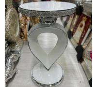 Biznest Venetian Mirrored Table Modern Flower Stand Bed Side Lamp Romany Mosaic (White 63Cm / 04)