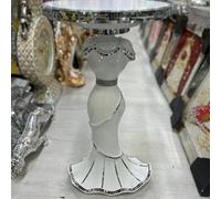 Biznest Venetian Mirrored Table Modern Flower Stand Bed Side Lamp Romany Mosaic (White 63Cm / 06)