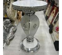 Biznest Venetian Mirrored Table Modern Flower Stand Bed Side Lamp Romany Mosaic (White 63Cm / 08)
