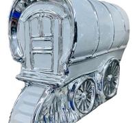 Biznest Wagon Original Gypsy Caravan White Silver Ornament Beautiful Decorative Sculpture Shelves 24X18Cm Home Décor