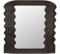Biznest Wavy Full Length Mirror Black 110X46Cm Irregular Frame Wall Mirror For Home Décor