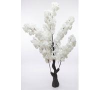Biznest White Artificial Cherry Blossom Tree Faux Houseplant Realistic Branches Indoor Decorative Trunk Base 120X15Cm