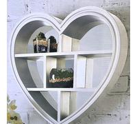 Biznest White Heart Mirror Shelf 6 Sections Decorative Wall Shelf Wall Mirror Best Gift For Love One's
