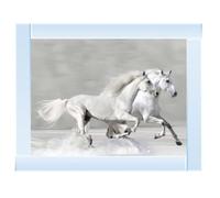 Biznest White Horses Picture Liquid 3D Wall Decor Glitter Wall Art Mirrored Frame Home Decoration Bedroom Living Room 55X55Cm An248