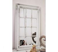 Biznest White Rustic Rectangle Window Style Wall Mirror