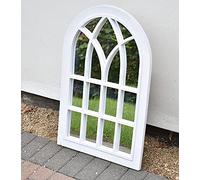 Biznest White Rustic Window Soho Style Mirror Hallway Vanity Wall Elegant Vintage Style 76x51cm