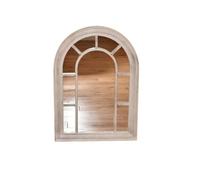 Biznest White Rustic Window Style Arched Wall Mirror